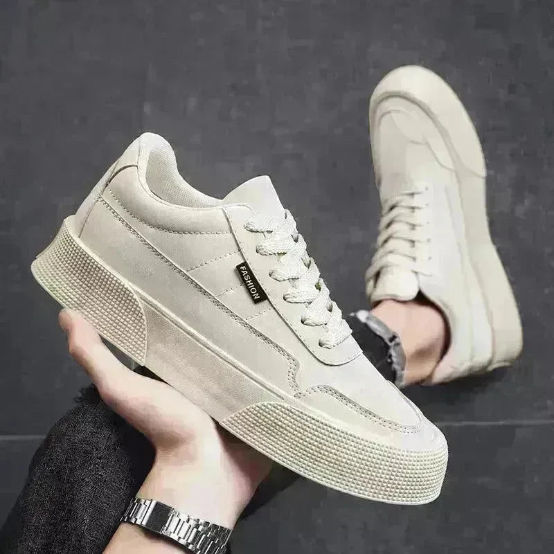 Casual Board Flat Shoes Men Breathable Thick-soled Lace-up Sneakers For Walking Running - EX-STOCK CANADA