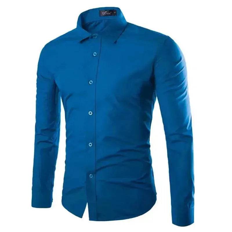 Casual Polo Collar Ironing Free Long Sleeves Shirt For Men - EX-STOCK Canada