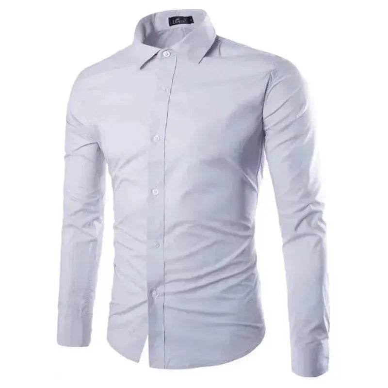 Casual Polo Collar Ironing Free Long Sleeves Shirt For Men - EX-STOCK Canada