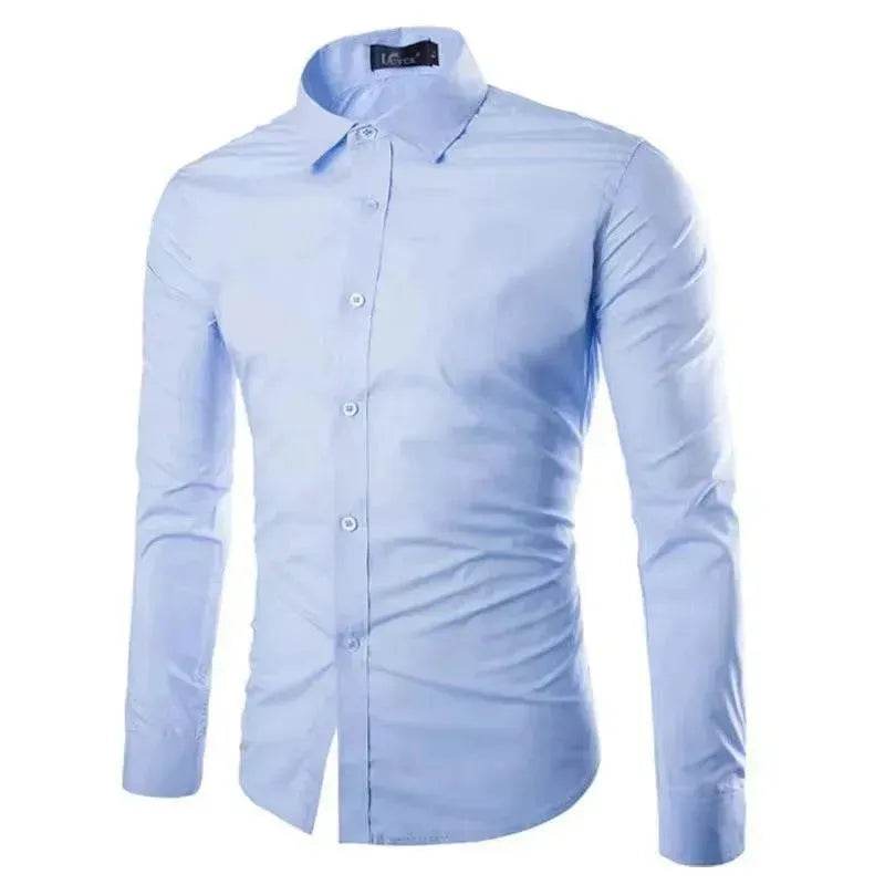 Casual Polo Collar Ironing Free Long Sleeves Shirt For Men - EX-STOCK Canada