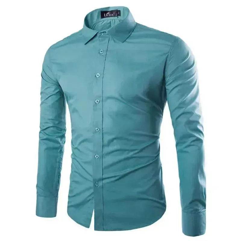 Casual Polo Collar Ironing Free Long Sleeves Shirt For Men - EX-STOCK Canada