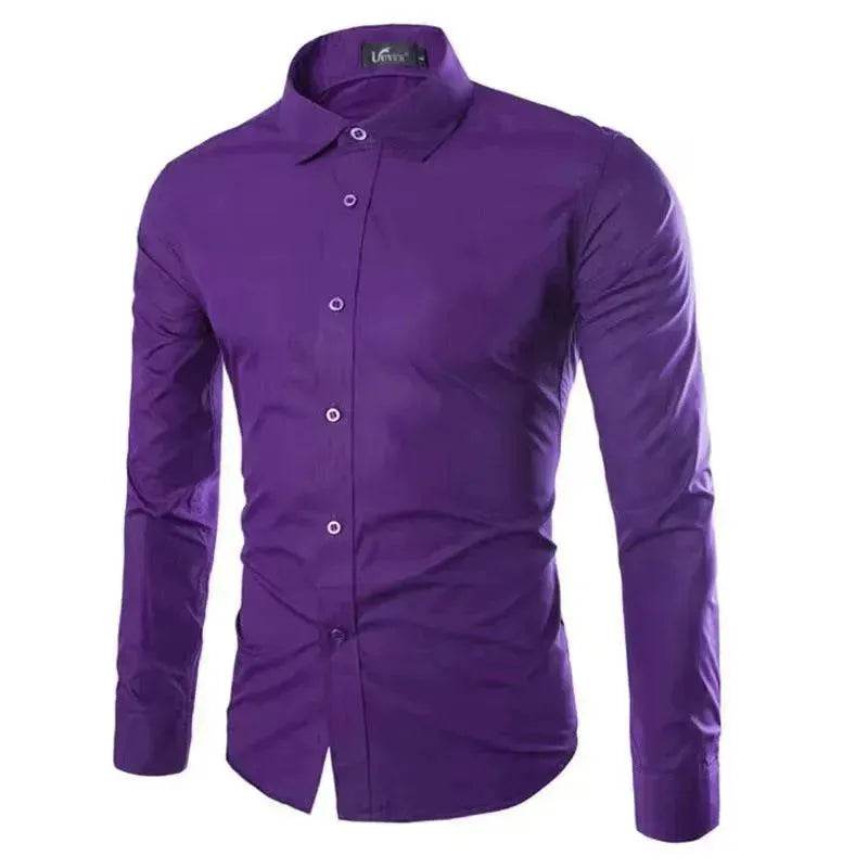 Casual Polo Collar Ironing Free Long Sleeves Shirt For Men - EX-STOCK Canada