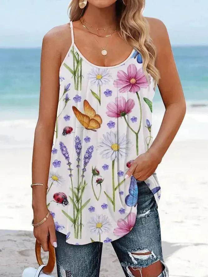 Casual Round Neck sleeveless loose summer Beach top women - EX-STOCK Canada