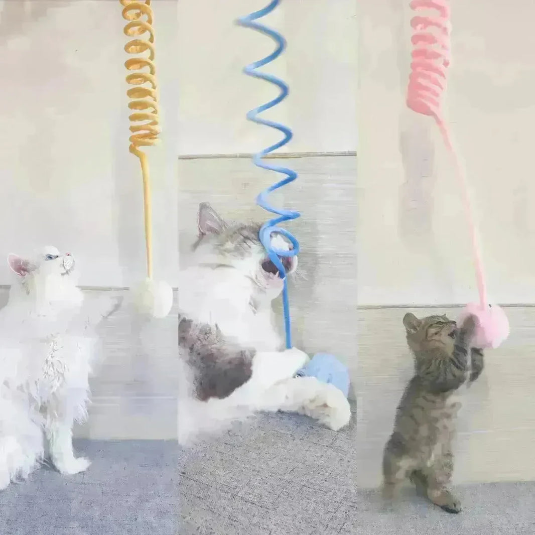 Cat Toy Self-Hi Sucker Spring Rabbit Hair Ball Interactive Play Pet Supplies Interactive Toys - EX-STOCK CANADA