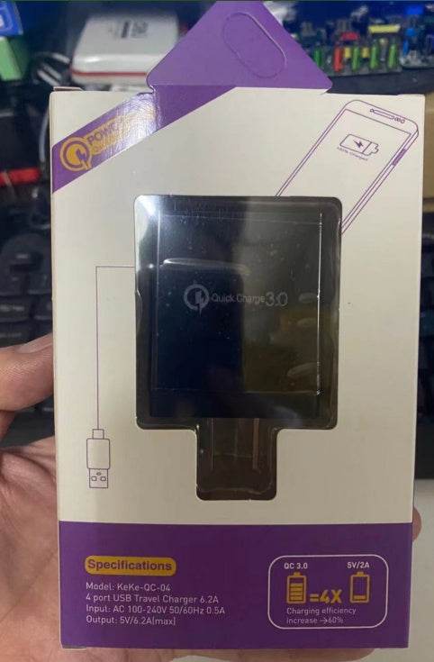 Smart 4 ports USB fast Charger US European British Standard - EX-STOCK Canada