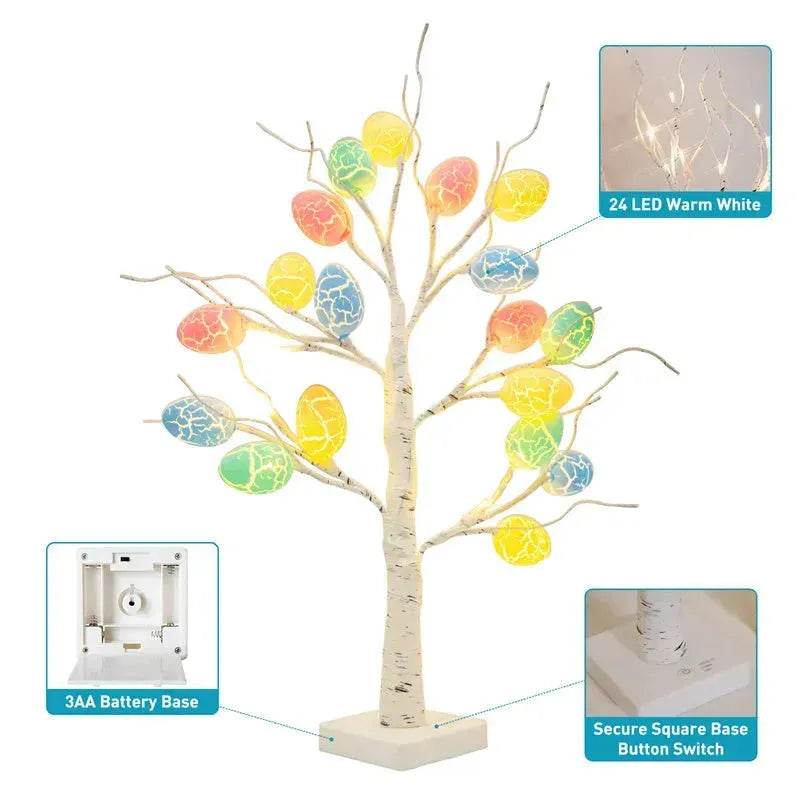Easter Decoration 60cm Birch Tree Home Easter Egg LED Light Gift Spring Party Tabletop Ornaments Light Easter Party Kids Gifts - EX-STOCK Canada