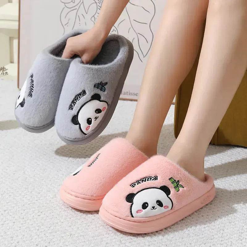 Cute Cartoon Panda Slippers Home Winter Warm Thick-soled Floor Bedroom Slipper Couples House Shoes - EX-STOCK Canada