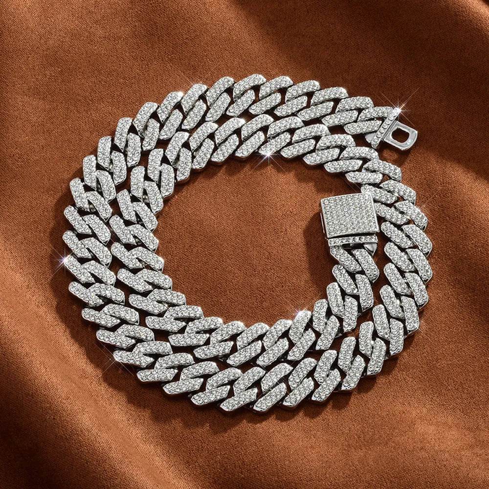 Box Buckle 14mm Bar Cuban Link Chain Bracelet and Necklace 2pcs - EX-STOCK Canada