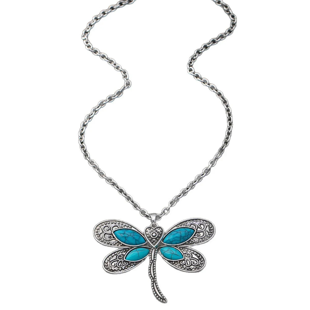 Fashionable Light Luxury Dragonfly Turquoise Pendant Necklace EX-STOCK Canada
