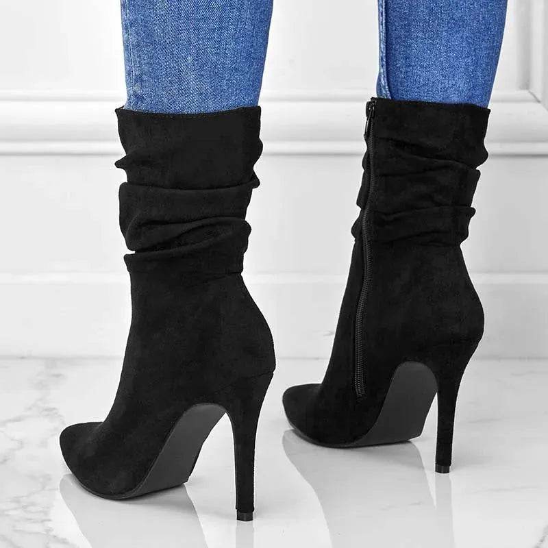 Pointed Toe Stiletto Heel Ankle Boots For Women Side Zipper Shoes - EX-STOCK Canada