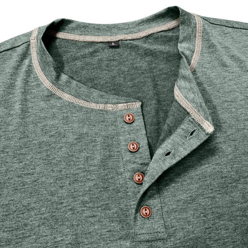 European And American Men's Henley Shirt With Four-button Top EX-STOCK Canada