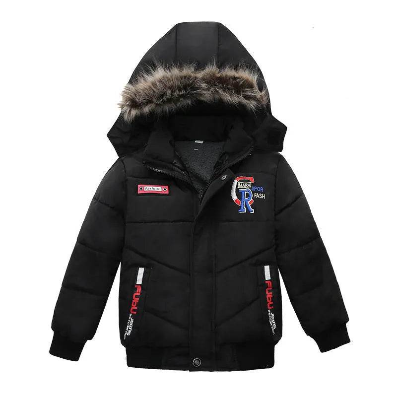 Small Medium-Sized Boys Cotton-Padded Fur Hoodie Winter Jackets for kids - EX-STOCK Canada