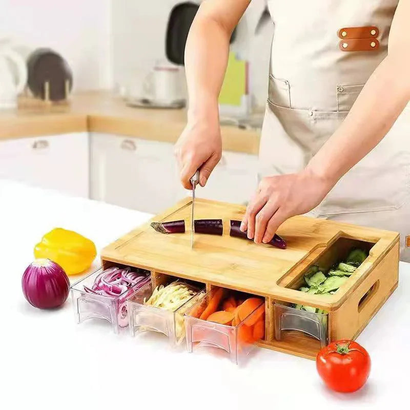 Bamboo Multi-functional Vegetable Cutting Board Cutting Board With Storage Box EX-STOCK Canada