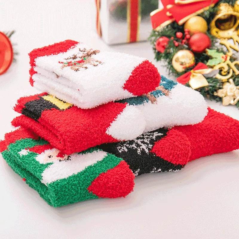 Winter Christmas Stockings Women's Thickened Bow Long Tube Fleece-lined - EX-STOCK Canada