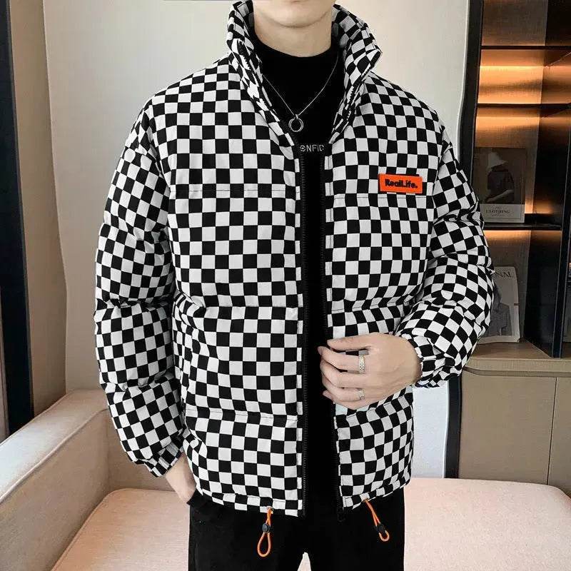 New Fall Winter Checkered Cotton padded Down Puffer Jacket men - EX-STOCK Canada