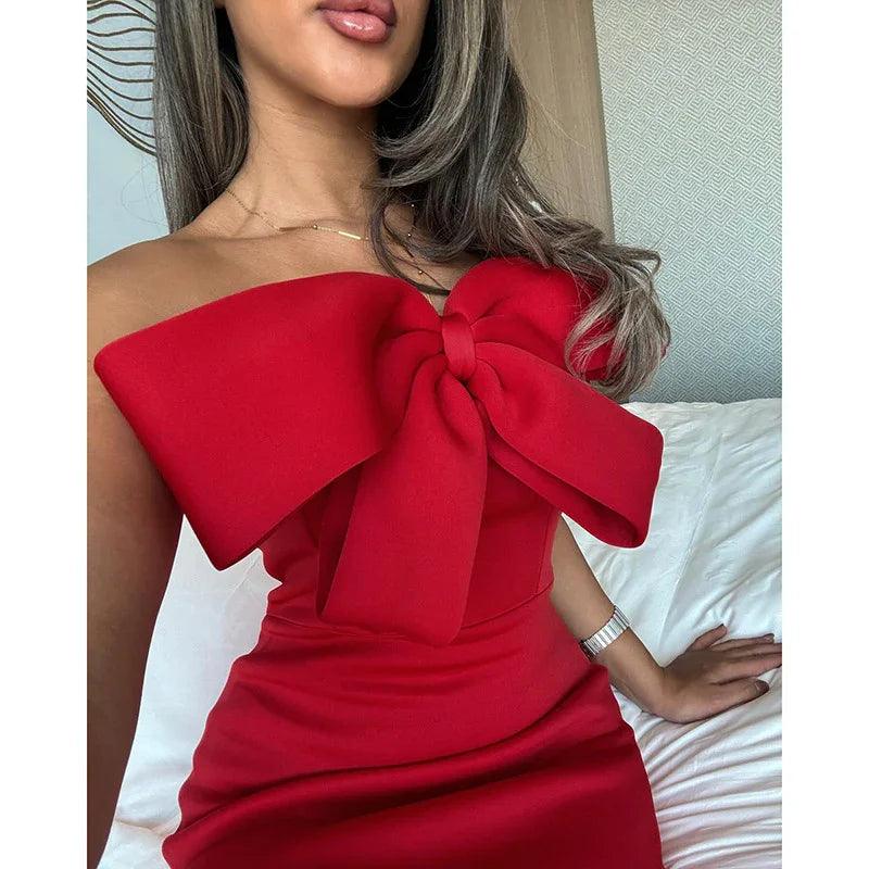 Fashion Bowknot Tube Top Evening Dress Women EX-STOCK Canada