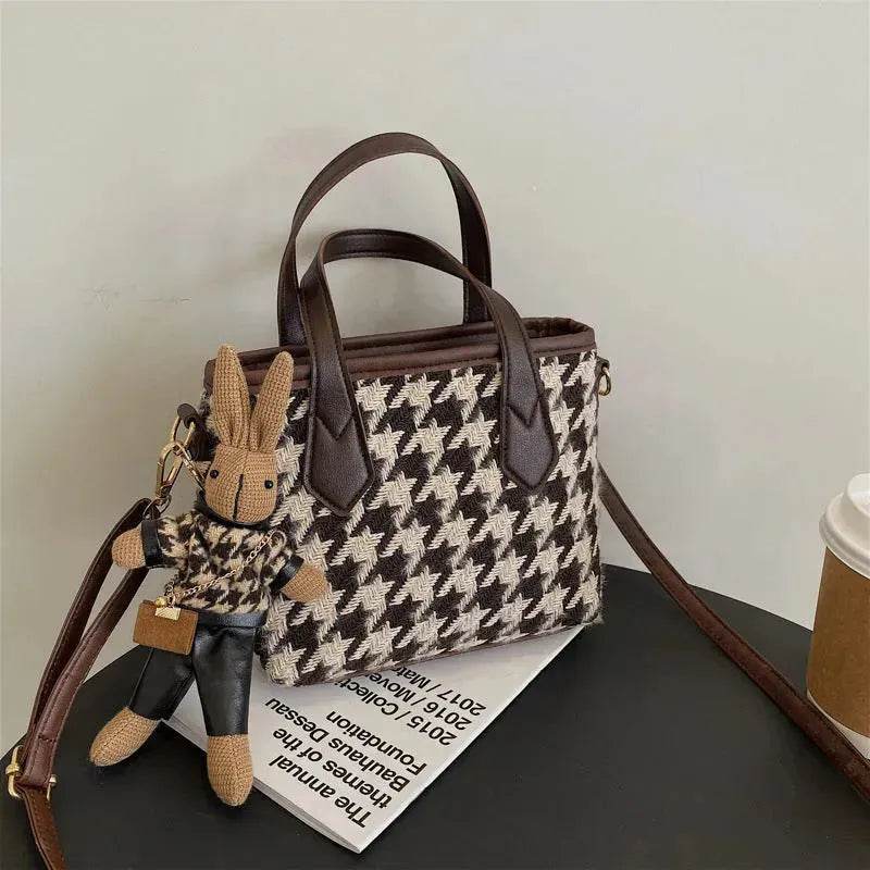 Fashion Houndstooth Shoulder Bags Portable Checkerboard Handbags All-match Messenger Crossbody Bag Women - EX-STOCK Canada