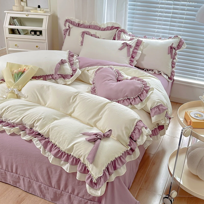 Solid Color Lace Bedsheet And Duvet Cover EX-STOCK Canada