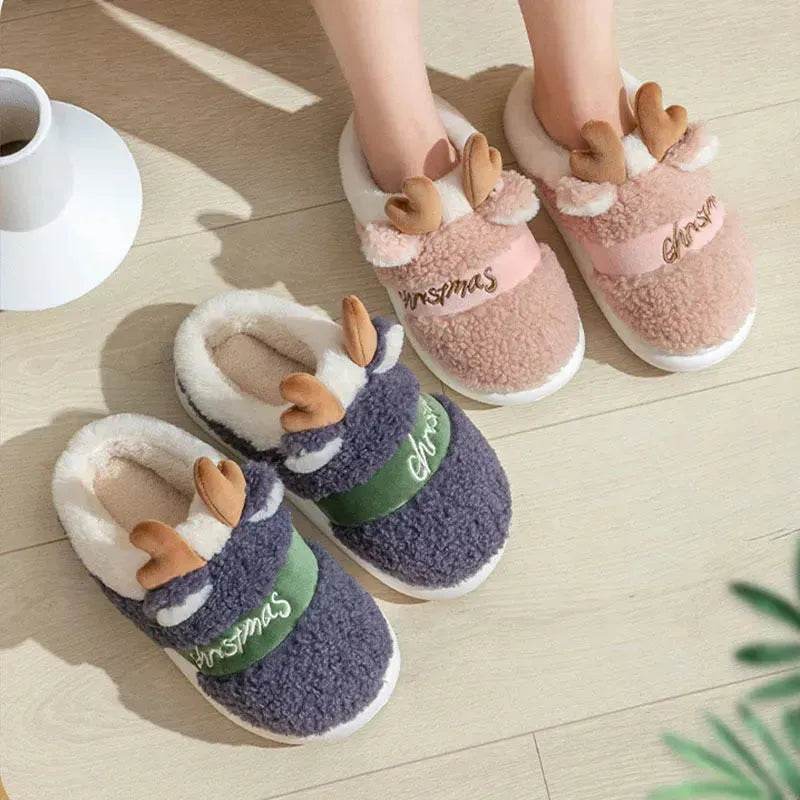 Christmas Shoes Winter Home Slippers Elk Soft Cozy Bedroom Slipper Slip On House Shoes - EX-STOCK Canada