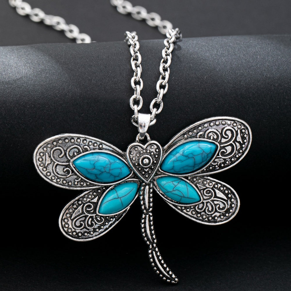 Fashionable Light Luxury Dragonfly Turquoise Pendant Necklace EX-STOCK Canada