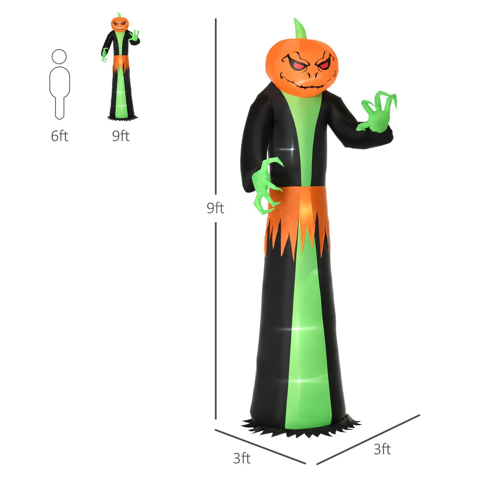 9ft Inflatable Halloween Decoration Pumpkin Head Ghost, Blow-Up Outdoor LED Display For Lawn, Garden, Party EX-STOCK Canada