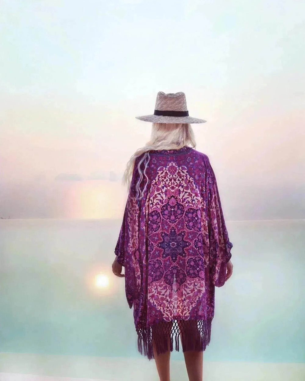 Chiffon Beach Resort Wear Purple Orientation Flower Beach Bikini - EX-STOCK Canada