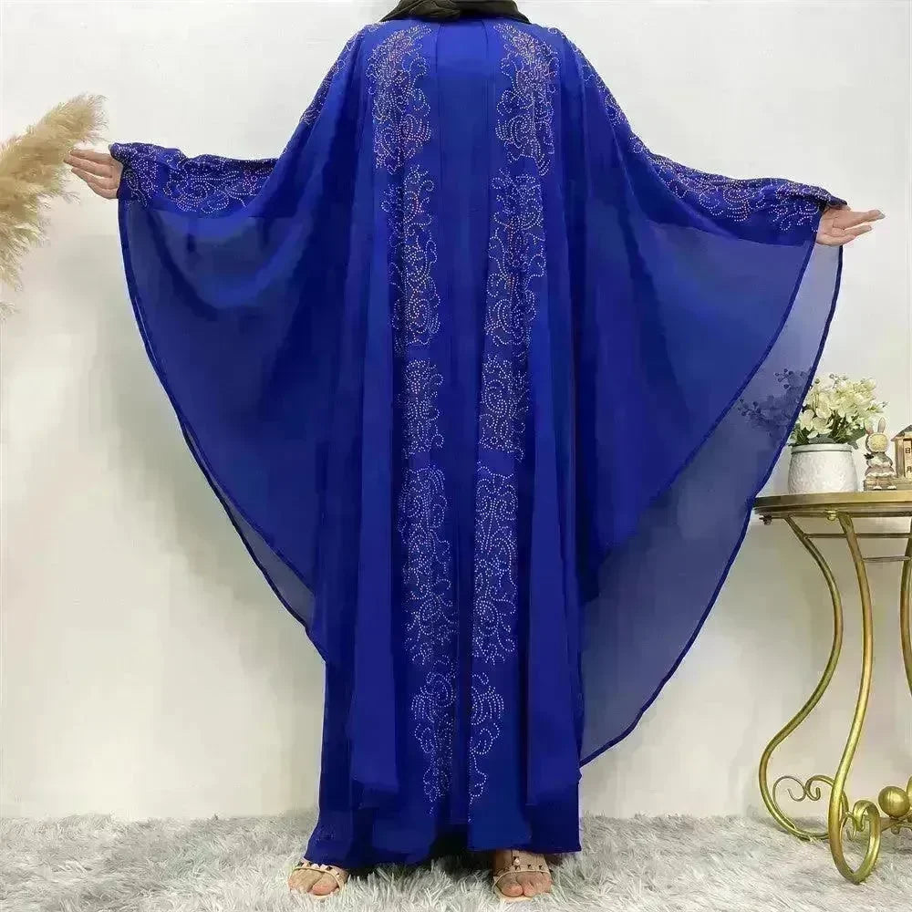 Chiffon Hot Drill Bat Sleeve Arab Robe - EX-STOCK CANADA