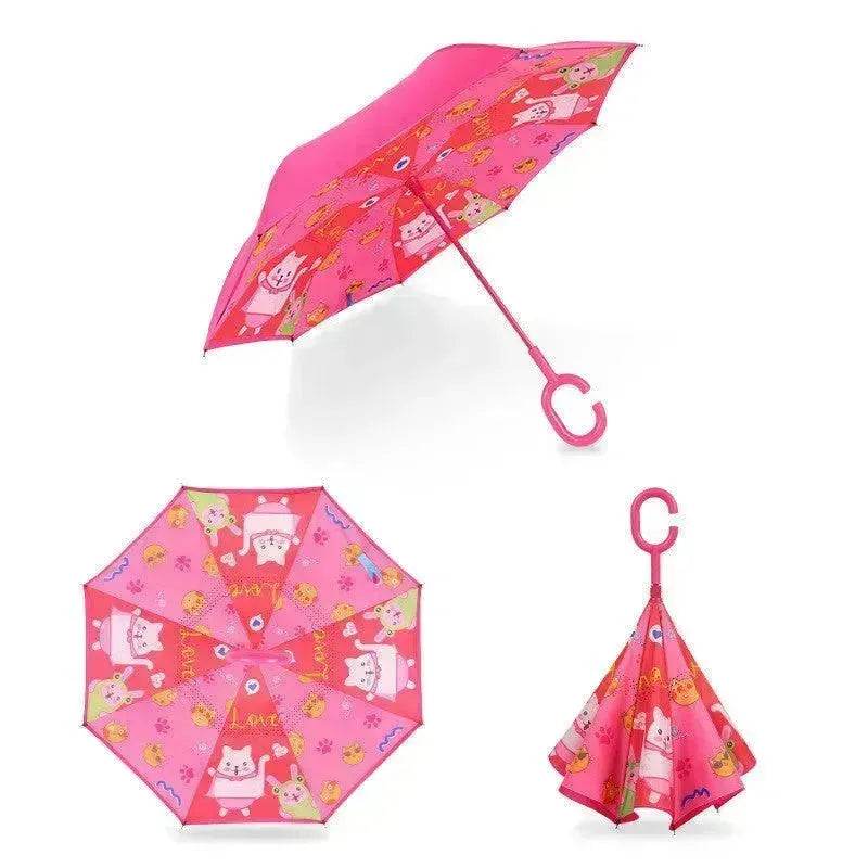 Children's Colorful Handle Reverse Umbrella Set Baby Cartoon Umbrella - EX-STOCK Canada