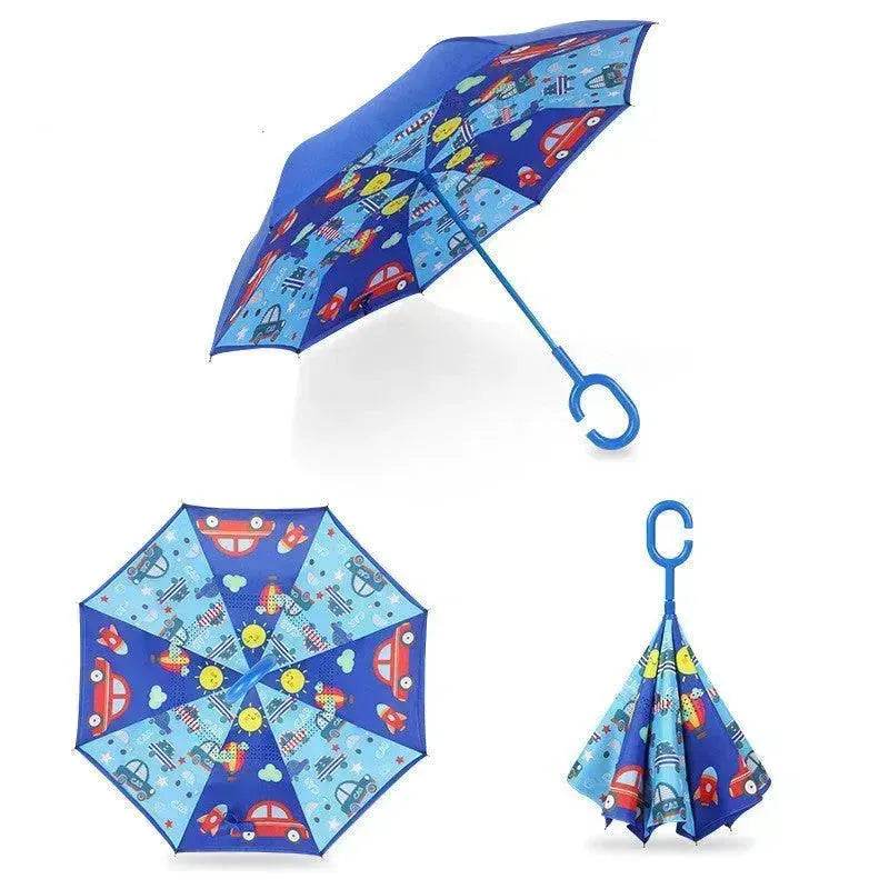 Children's Colorful Handle Reverse Umbrella Set Baby Cartoon Umbrella - EX-STOCK Canada