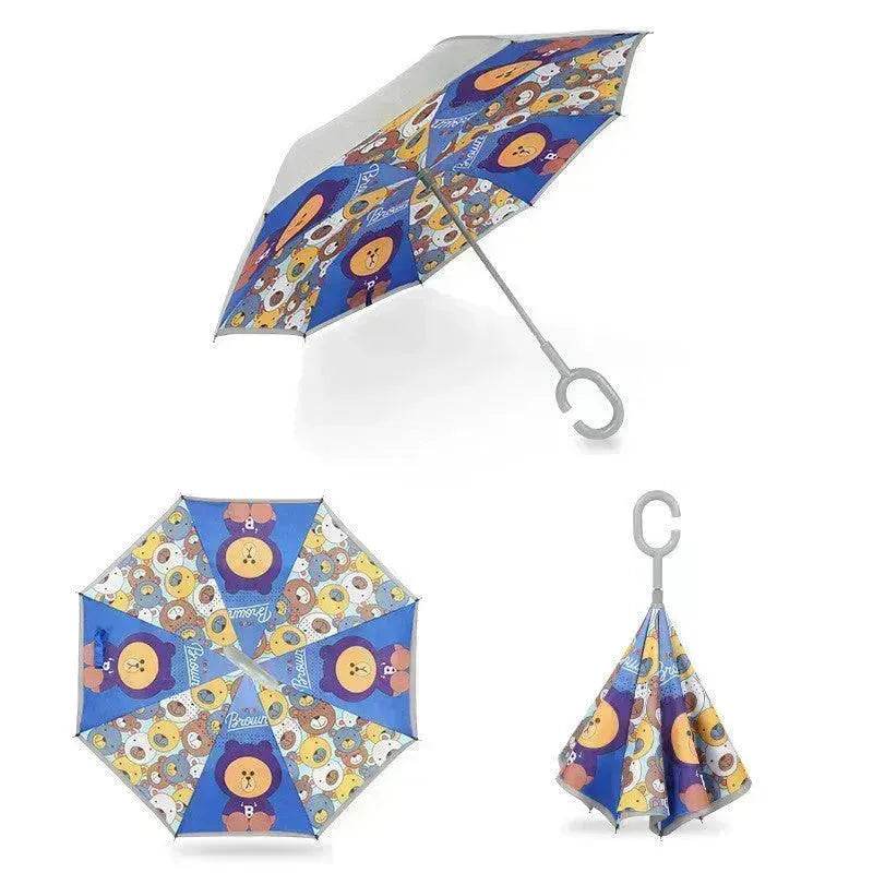 Children's Colorful Handle Reverse Umbrella Set Baby Cartoon Umbrella - EX-STOCK Canada