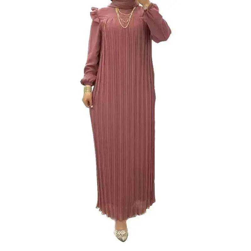 Classy Solid Color Turtleneck With Loose Abaya Dress for Arab Dubai Turkey Middle East Women - EX-STOCK Canada