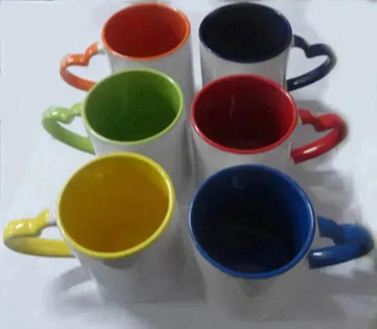 Coated Mug Heart Shaped Handle Inner Color Cup Ceramic Cup Customized - EX-STOCK Canada
