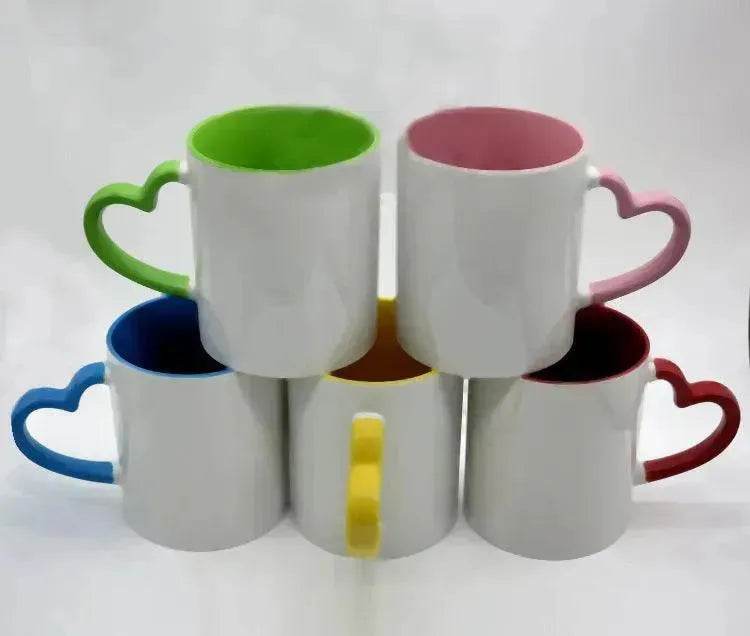 Coated Mug Heart Shaped Handle Inner Color Cup Ceramic Cup Customized - EX-STOCK Canada
