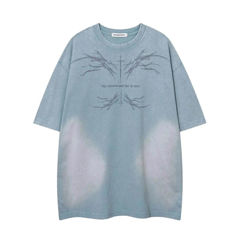 Color-contrasting Pattern Printed Short Sleeved T-shirt - EX-STOCK Canada