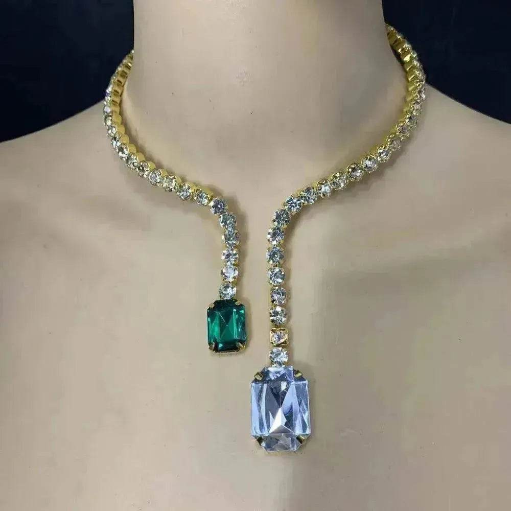 Colored Diamond Neck Chain Fashion Charming Full Diamond Women Bridal wedding Luxury Necklace for Women - EX-STOCK Canada