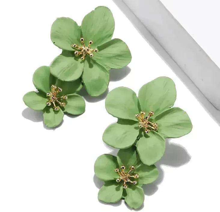 Colorful Double flower Stud earrings for Women - EX-STOCK Canada