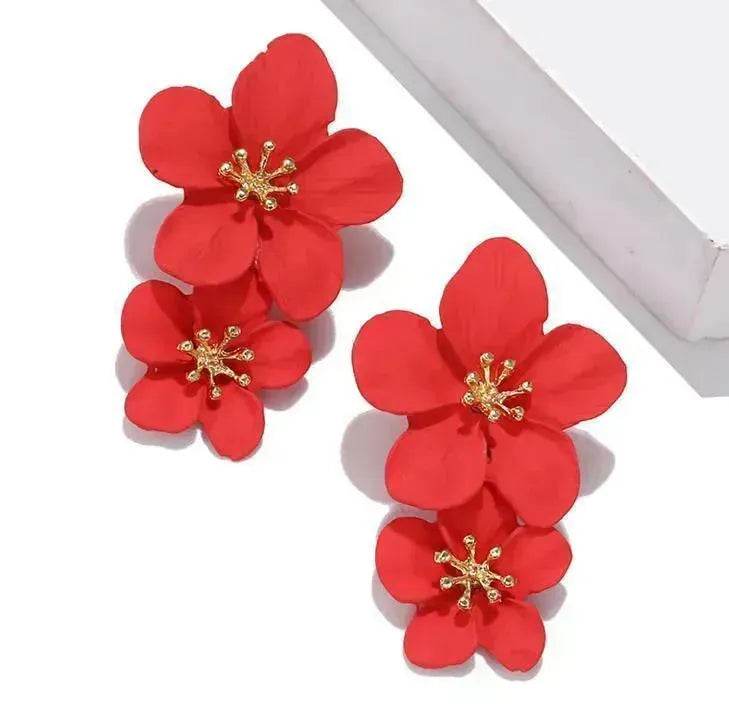 Colorful Double flower Stud earrings for Women - EX-STOCK Canada