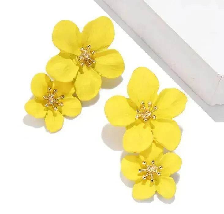 Colorful Double flower Stud earrings for Women - EX-STOCK Canada