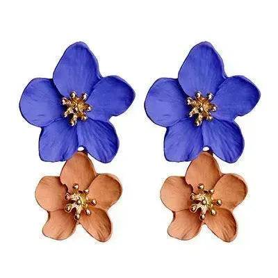 Colorful Double flower Stud earrings for Women - EX-STOCK Canada