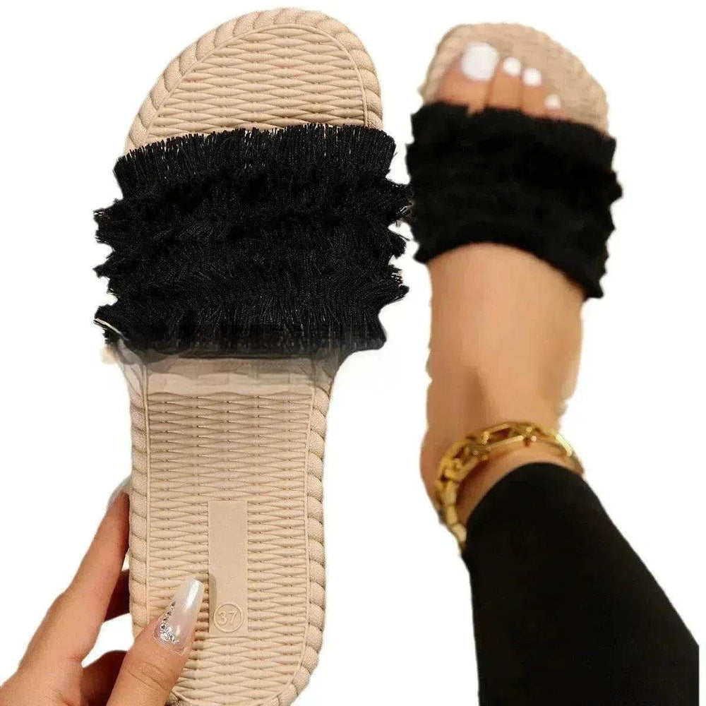 Comfortable EVA Beach Tassel Flat Flip Flop Sandals Fashion Slippers for Women - EX-STOCK Canada