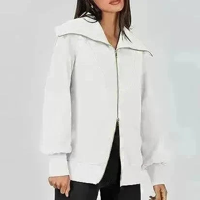 Comfortable Large Collar Double Zipper Sweater - EX-STOCK CANADA