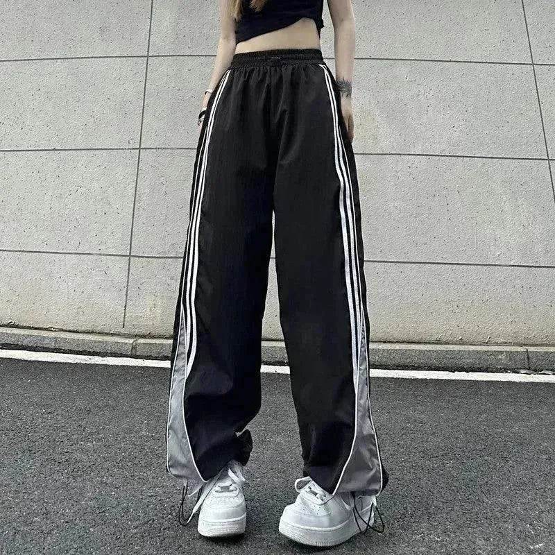 Contrast Color Side Striped Black Pants For Women - EX-STOCK Canada