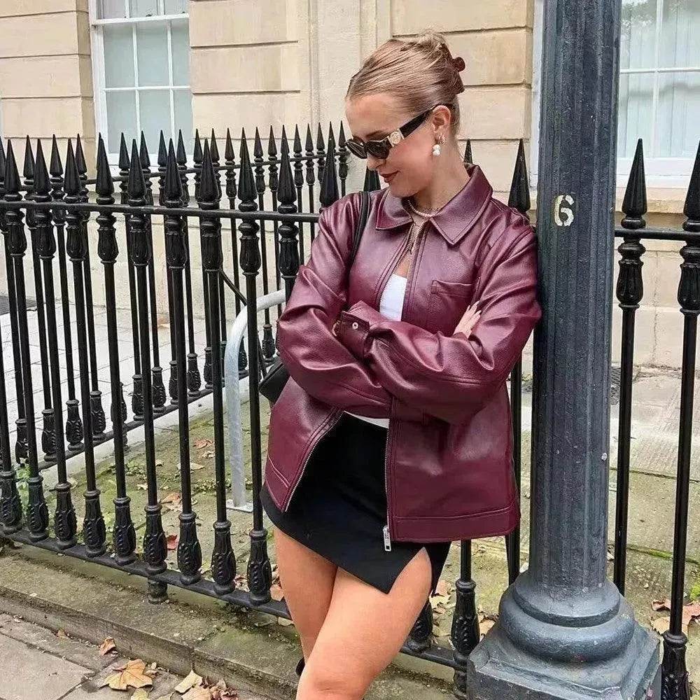 Cool And Wild Lapel Leather Biker's Leather Jacket - EX-STOCK Canada