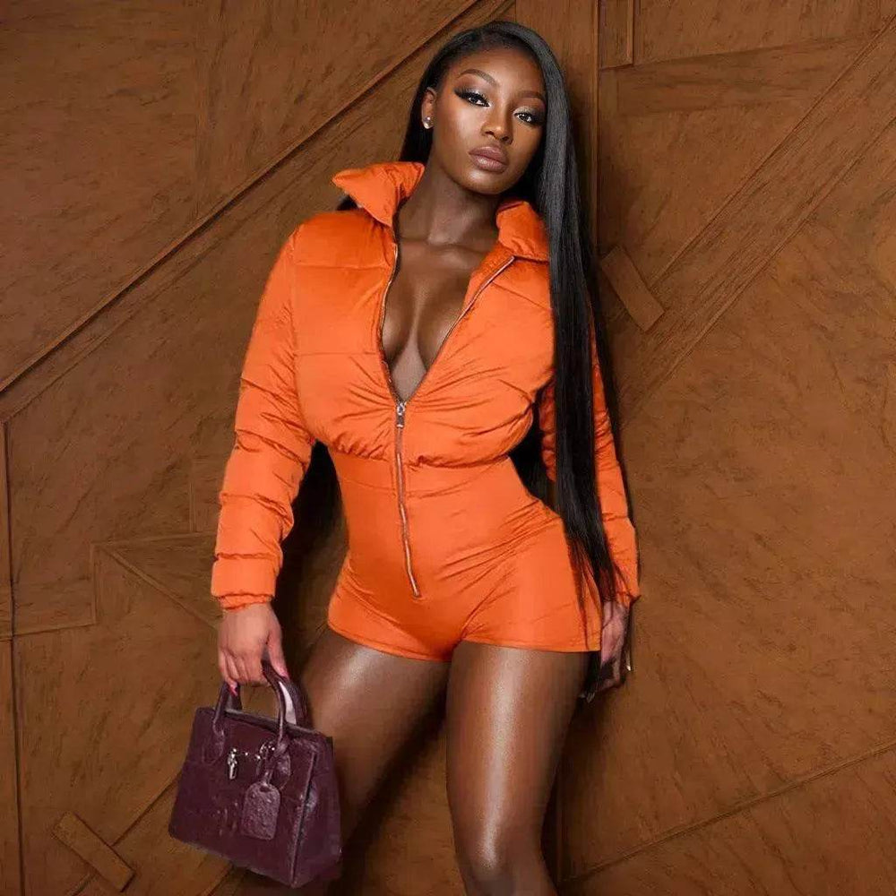 Cotton-padded Stretch Tight Jumpsuit Slim Short Jacket - EX-STOCK Canada