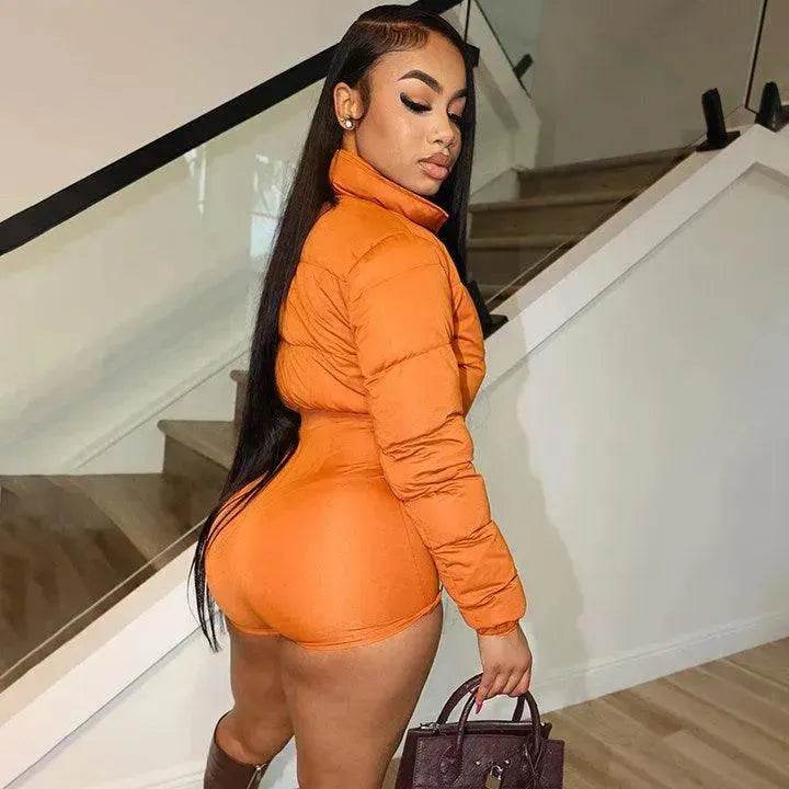 Cotton-padded Stretch Tight Jumpsuit Slim Short Jacket - EX-STOCK Canada