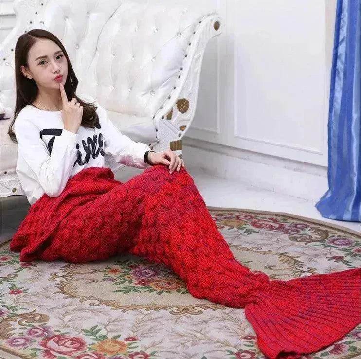 Creative Winter Woolen Mermaid Tail Sofa Blanket - EX-STOCK Canada