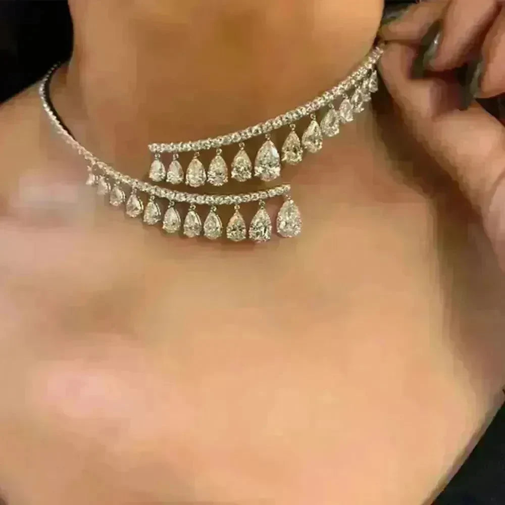 Crystal Rhinestone Collar Necklace for Women Weeding Bridesmaid Necklace Gold and Silver Necklace - EX-STOCK CANADA