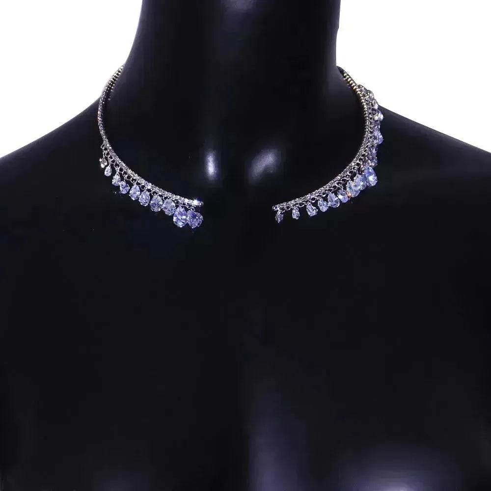 Crystal Rhinestone Collar Necklace for Women Weeding Bridesmaid Necklace Gold and Silver Necklace - EX-STOCK Canada