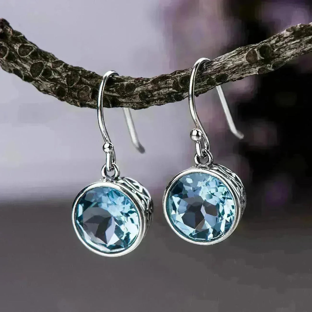 Crystal Square Sea Blue Simple Earrings - EX-STOCK CANADA