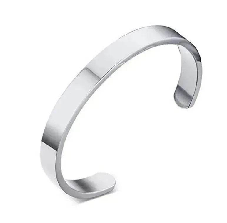 Custom Laser Engraving Smooth Stainless Steel Fine Bangle Jewelry C-shaped Bracelet - EX-STOCK Canada